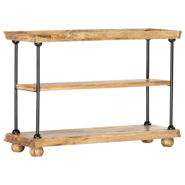 vidaXL Knižnica s 2 policami 110x35x75 cm masívne mangovníkové drevo a oceľ