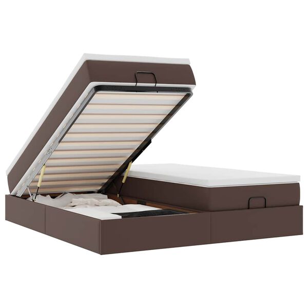 vidaXL Osmansk&yacute; r&aacute;m postele s matracmi hned&aacute; 200x200 cm umel&aacute; koža