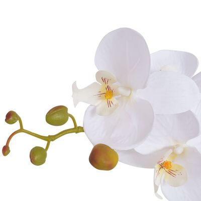 vidaXL Umelá rastlina, orchidea s kvetináčom 65 cm, biela