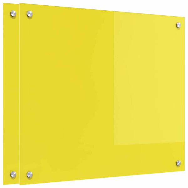 vidaXL Kuchynsk&yacute; backsplash 2 pcs Žlt&aacute; 70 x 60 cm tvrden&eacute; sklo
