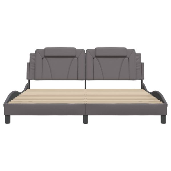 vidaXL R&aacute;m postele Viana bez matraca siv&yacute; 180x200 cm umel&aacute; koža