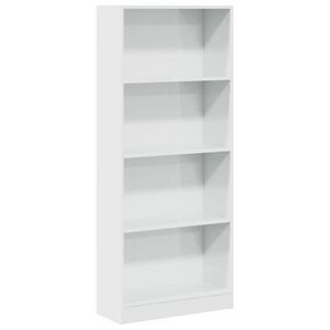 vidaXL Knižnica vysok&yacute; lesk biela 60x24x143 cm kompozitn&eacute; drevo