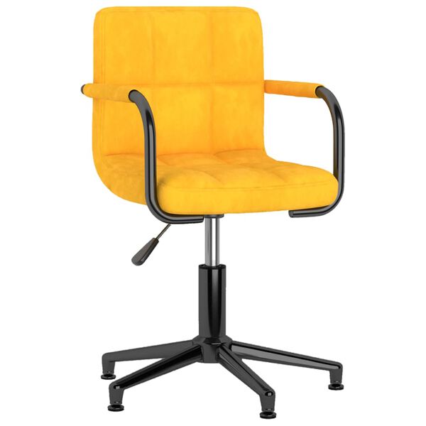 vidaXL Otočn&aacute; jed&aacute;lensk&aacute; stolička horčicovo-žlt&aacute; zamatov&aacute;