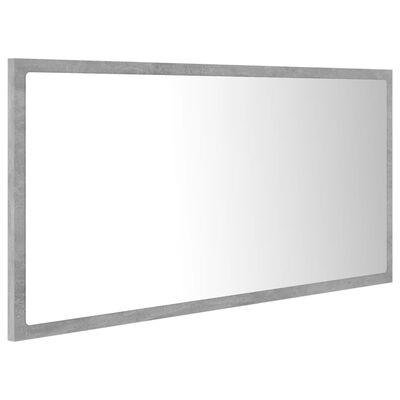 vidaXL Kúpeľňové zrkadlo s LED, betónovo sivé 90x8,5x37 cm, akryl