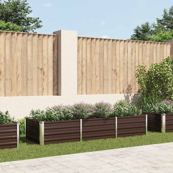 vidaXL Vyvýšený záhradný záhon, hnedý 240x80x45 cm, pozinkovaná oceľ