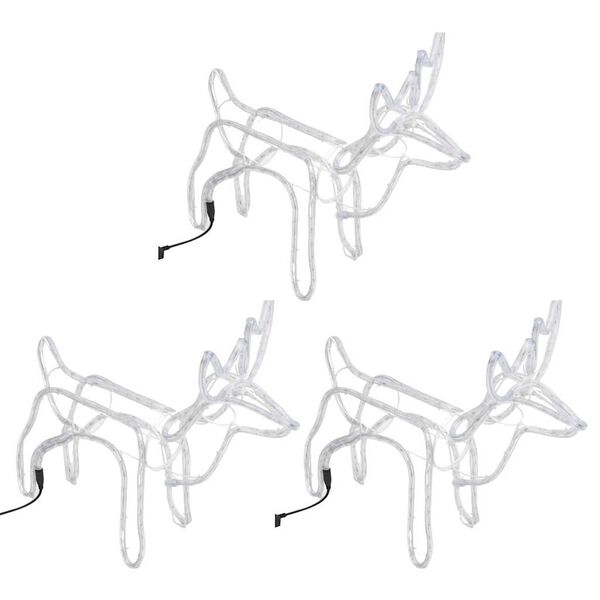 vidaXL Siluety vianočných sobov 3 ks studené biele 60x30x60 cm