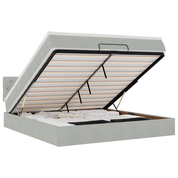 VidaXL Osmansk&aacute; posteľ s matracom a LED svetlosiv&aacute; 160x200cm zamat