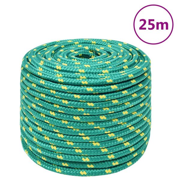 vidaXL Lodn&eacute; lano zelen&eacute; 12 mm 25 m polypropyl&eacute;n