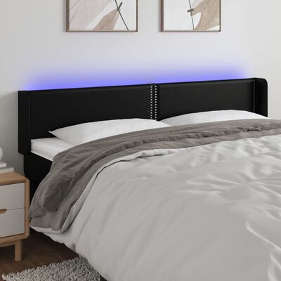 vidaXL Čelo postele s LED čierne 163x16x78/88 cm umelá koža