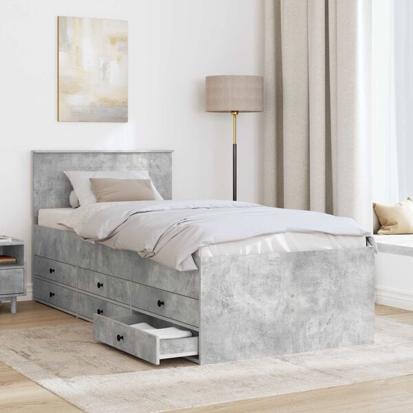 vidaXL Ležadlo Bet&oacute;nov&aacute; &scaron;ed&aacute; a čierna 100 x 200 cm Kompozitn&eacute; drevo