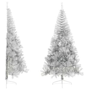 vidaXL Umel&yacute; polovičn&yacute; vianočn&yacute; stromček+stojan, strieborn&yacute; 240 cm