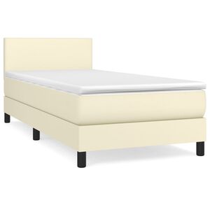vidaXL Boxspring posteľ s matracom kr&eacute;mov&aacute; 100x200 cm umel&aacute; koža