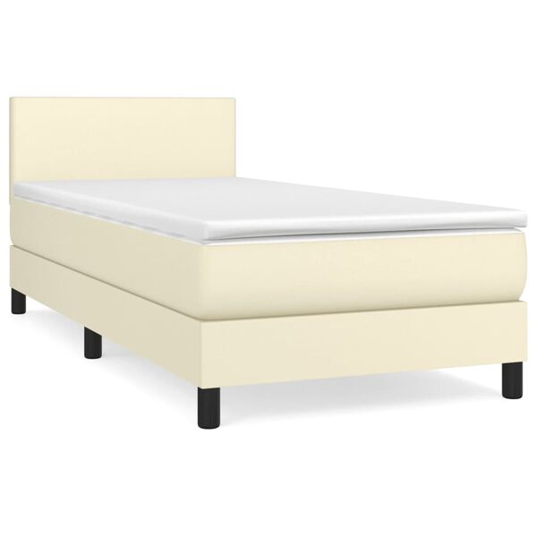 vidaXL Boxspring posteľ s matracom kr&eacute;mov&aacute; 100x200 cm umel&aacute; koža