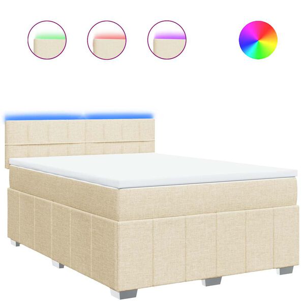vidaXL Boxspring posteľ s matracom kr&eacute;mov&yacute; 140x190 cm l&aacute;tka