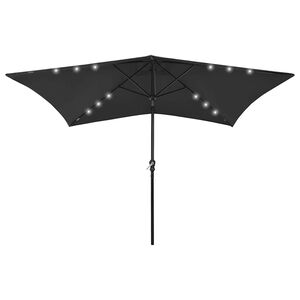 vidaXL Z&aacute;hradn&yacute; slnečn&iacute;k s LED, oceľov&aacute; tyč, čierny 2x3 m
