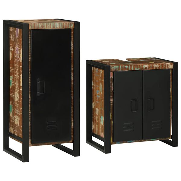 vidaXL Sada kúpeľňového nábytku 2 pcs Masívne recyklované drevo