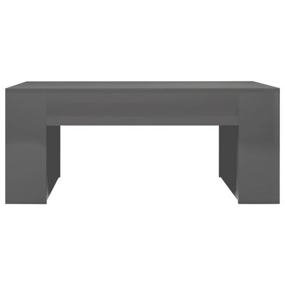 vidaXL Konferenčný stolík, lesklý sivý 100x60x42 cm, drevotrieska