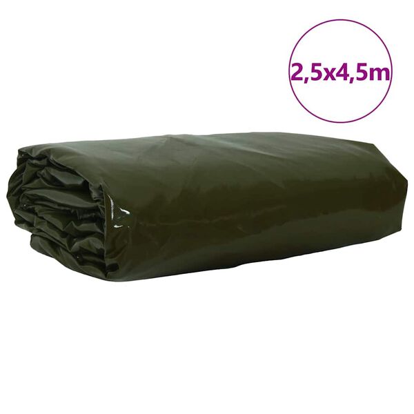 vidaXL Tarpaulin 650g / m&sup2; Olivov&aacute; zelen&aacute; 2,5 x 4,5 m