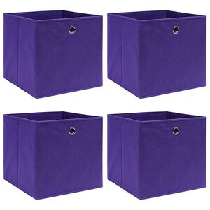 vidaXL &Uacute;ložn&eacute; boxy 4 ks, netkan&aacute; text&iacute;lia 28x28x28 cm, fialov&eacute;