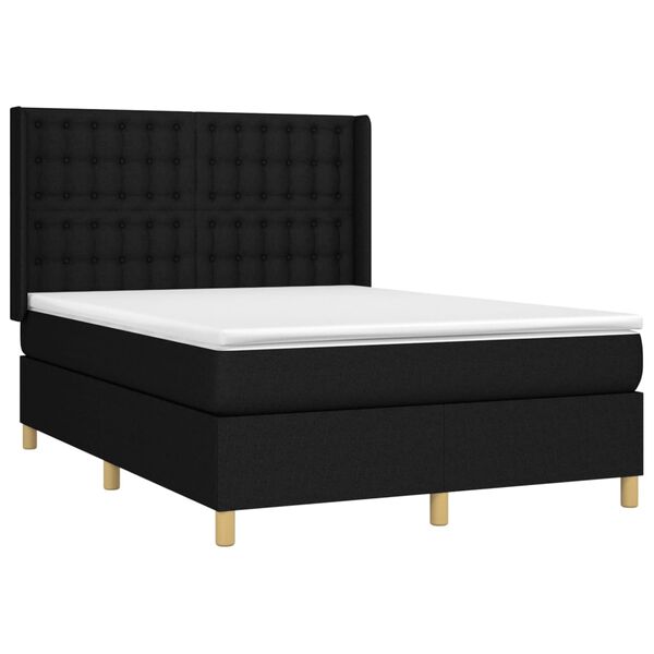vidaXL Boxspring posteľ s matracom čierny 140x190 cm l&aacute;tka