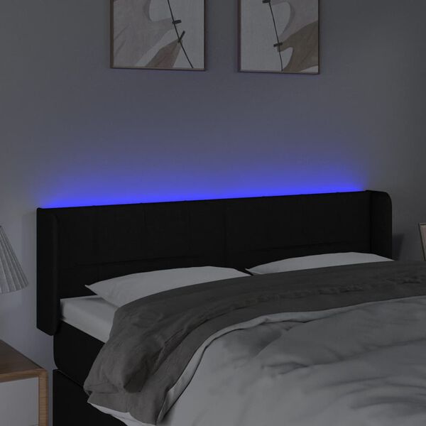 vidaXL Čelo postele s LED čierne 147x16x78/88 cm l&aacute;tka