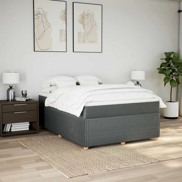 vidaXL Boxspring posteľ s matracom tmavosiv&aacute; 140x200 cm l&aacute;tka