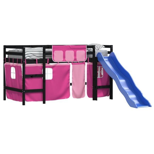 vidaXL Detsk&aacute; vyv&yacute;&scaron;en&aacute; posteľ z&aacute;vesy ružov&aacute; 90x200 cm mas&iacute;vna borovica