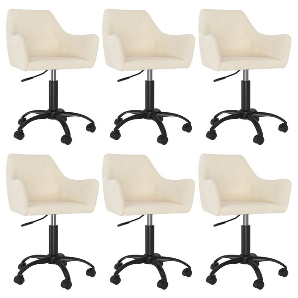 vidaXL Otočn&eacute; jed&aacute;lensk&eacute; stoličky 6 ks kr&eacute;mov&eacute; zamat