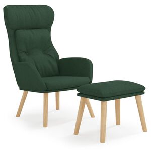 vidaXL Relaxačn&eacute; kreslo s podnožkou tmavozelen&eacute; l&aacute;tka