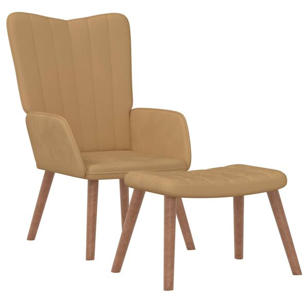 vidaXL Relaxačn&eacute; kreslo s podnožkou, hned&eacute;, zamat