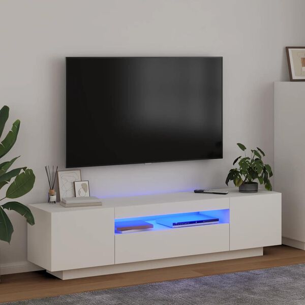 vidaXL TV skrinka s LED svetlami biela 160x35x40 cm