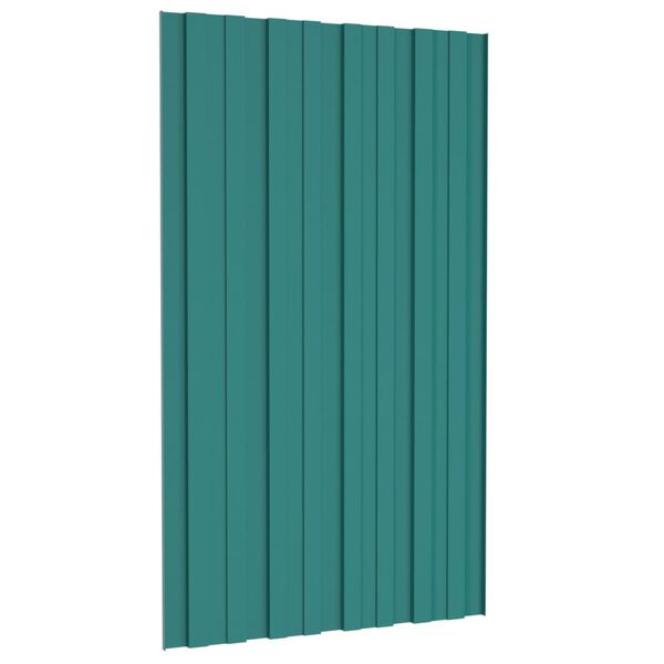 vidaXL Strešné panely 12 ks pozinkovaná oceľ zelené 80x45 cm