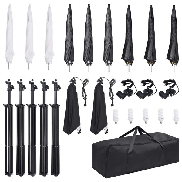 vidaXL 9-dielna sada do foto&scaron;t&uacute;dia so s&uacute;pravou svetiel a softboxov