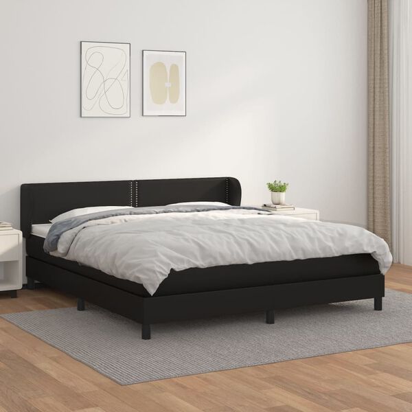vidaXL Boxspring posteľ s matracom čierna 180x200 cm umel&aacute; koža