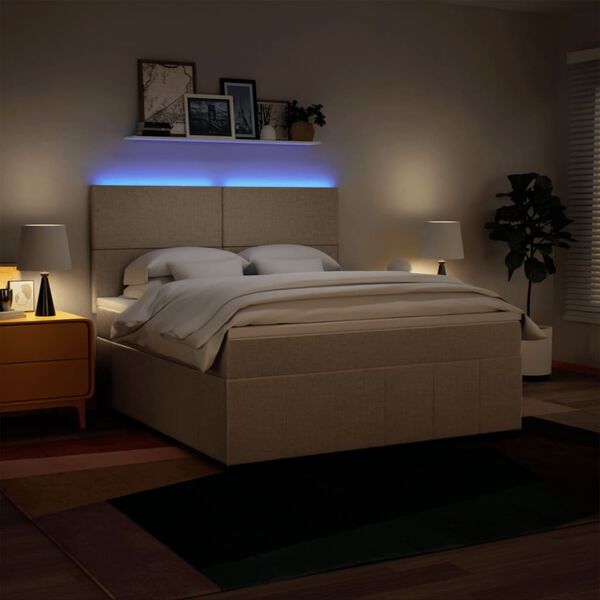 vidaXL Posteľn&yacute; r&aacute;m boxspring s matracom kr&eacute;mov&yacute; 180x200 cm l&aacute;tka