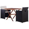 vidaXL 3-dielna bistro s&uacute;prava polyratan a ak&aacute;ciov&eacute; drevo čierna