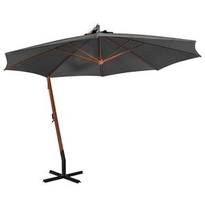 vidaXL Z&aacute;vesn&yacute; z&aacute;hradn&yacute; slnečn&iacute;k+ tyč, antracit 3,5x2,9m jedľov&yacute; mas&iacute;v