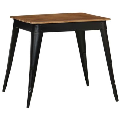 vidaXL Jedálenský stôl z masívneho akáciového dreva a ocele 75x75x76 cm