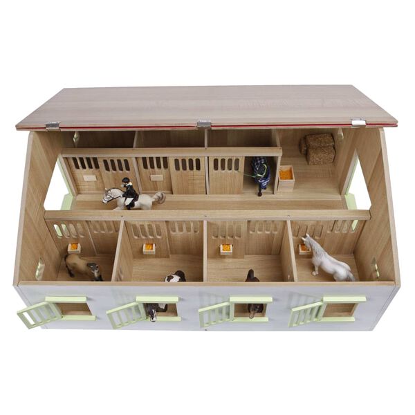 Kids Globe Hračkárska konská stajňa so 7 boxami 1:24 ružová 610189