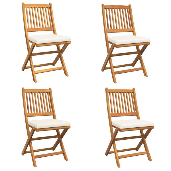 vidaXL Skladacia stolička 4 pcs Biela 49 x 57.5 x 92 cm Akáciový masív