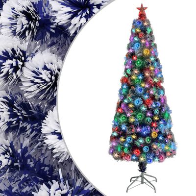 vidaXL Osvetlený vianočný stromček, bielo modrý 240 cm, optické vlákno