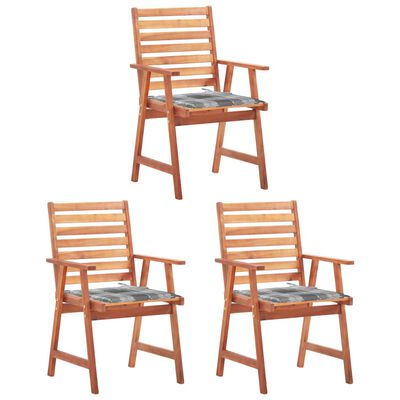 vidaXL Vonkajšie jedálenské stoličky s podložkami 3 ks masívna akácia