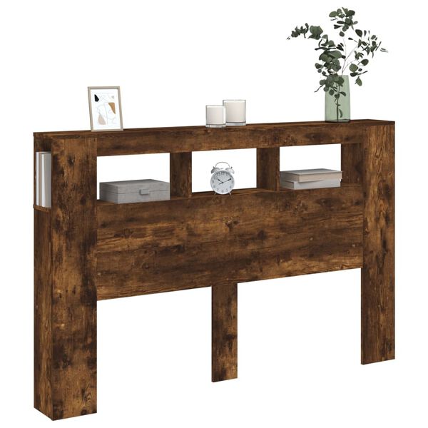 vidaXL Čelo s LED dymový dub 160x18,5x103,5 cm kompozitné drevo