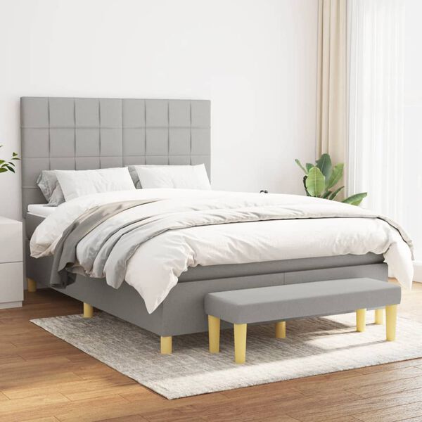 vidaXL Boxspring posteľ s matracom bledosiv&aacute; 140x200 cm l&aacute;tka