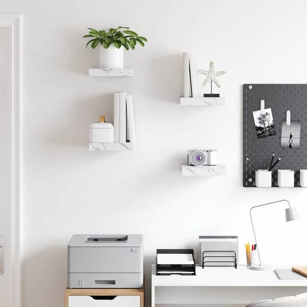 vidaXL Stenn&aacute; polica N&aacute;stenn&yacute; 4 pcs Biely mramor 23 x 23,5 x 4 cm