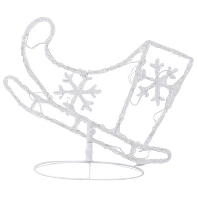 vidaXL Akrylový vianočný lietajúci sob a sane 260x21x87 cm teplá biela