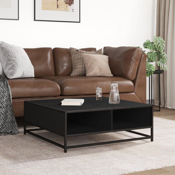 vidaXL Konferenčn&yacute; stol&iacute;k čierny 80x80x30 cm kompozitn&eacute; drevo a kov