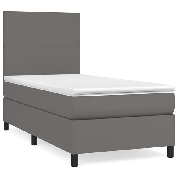 vidaXL Boxspring posteľ s matracom siv&aacute; 100x200 cm umel&aacute; koža