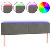 vidaXL Čelo postele s LED tmavosiv&eacute; 160x5x78/88 cm zamat
