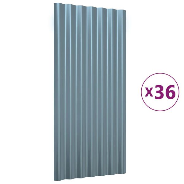 vidaXL Stre&scaron;n&eacute; panely 36 ks pozinkovan&aacute; oceľ siv&aacute; 80x36 cm